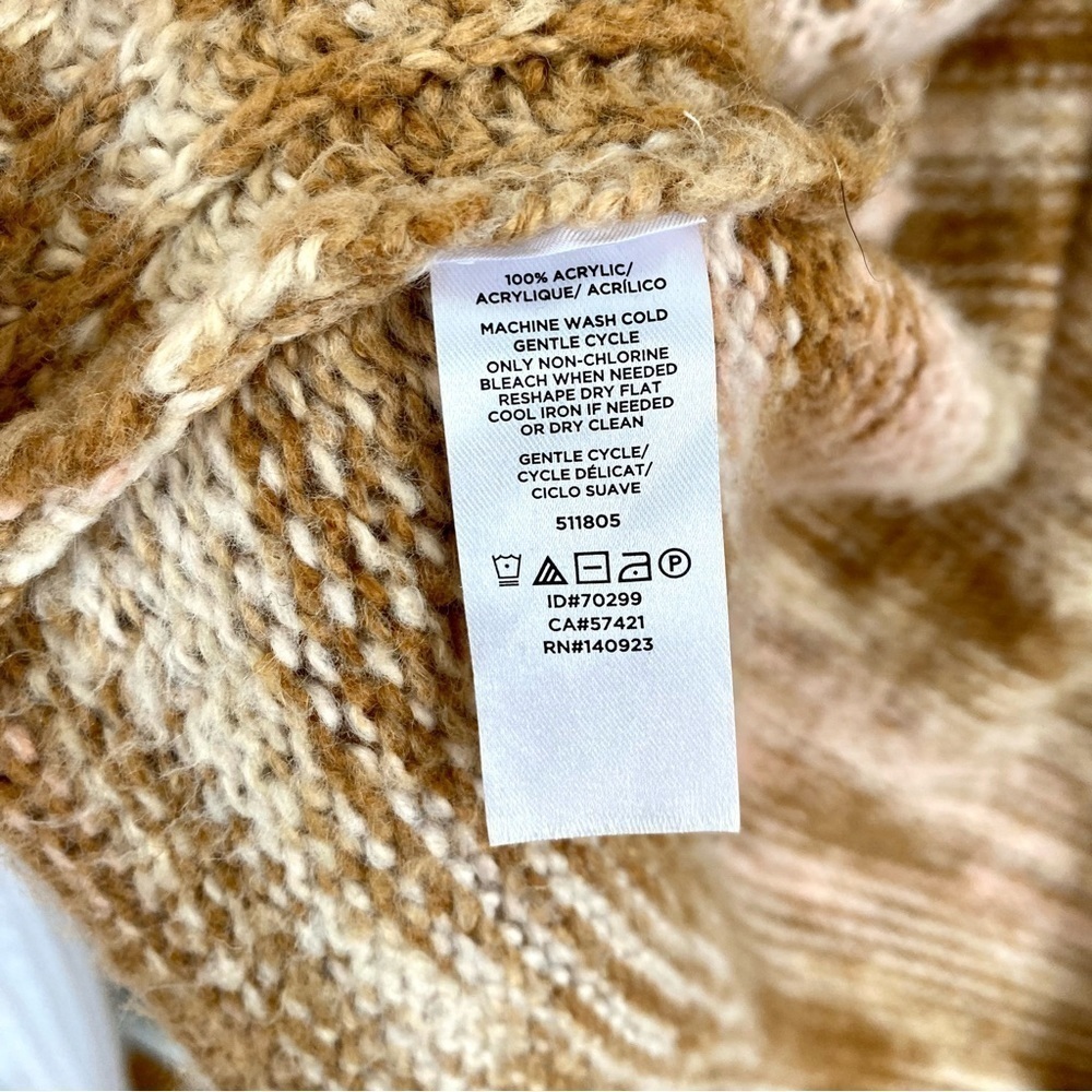 LOFT Tan/ Camel & Pink Knit Open Front Cardigan - Picture 4 of 4